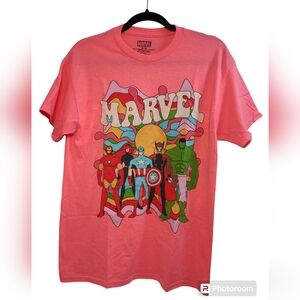 Marvel Adult Unisex Pink T-Shirt Short Sleeve Funny Art 60s Size Medium New